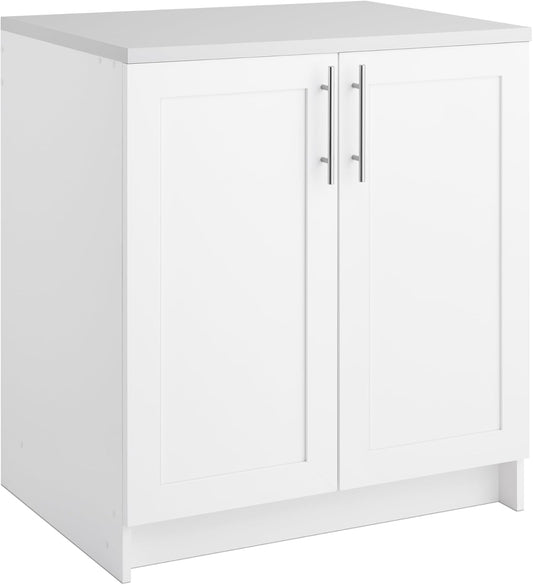 Prepac Elite 32" W Storage Cabinet with Doors and Shelves, White Garage Cabinet, Bathroom Storage with 1 Adjustable Shelf 24.5" D x 32" W x 36" H, WSCR-1005-1