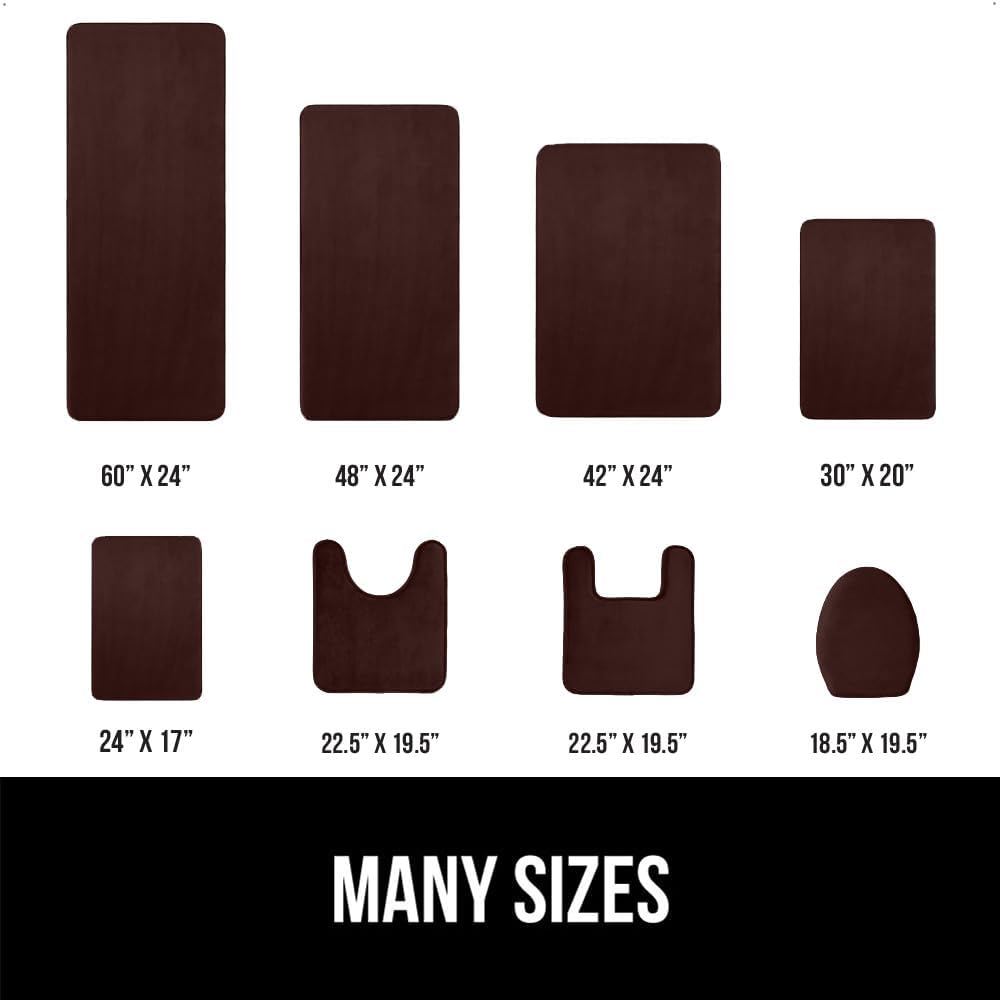 GORILLA GRIP Memory Foam Bath Mat, Soft Absorbent Velvet Bathroom Mats, Durable Dots on Underside, Machine Washable Bathmat, Carpet Rug Room Decor for Shower Tub Floor RV, 24x17 Rugs, Brown