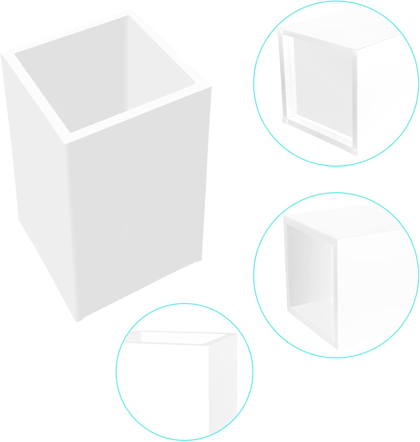 White Acrylic Pencil Pen Holder Cup 2 Pack,Desk Accessories Holder,Makeup Brush Storage Organizer,Modern Design Desktop Stationery Organizer for Office School Home Supplies,2.6x 2.6x 4 inches