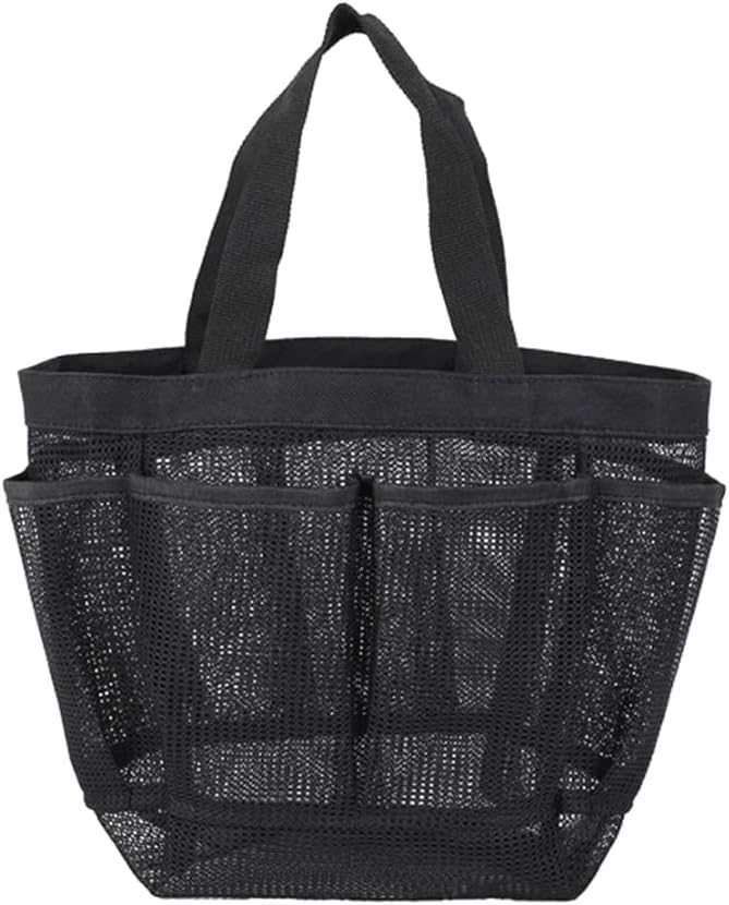 Mesh Shower Caddy Tote Bag Large Capacity Shower Basket with 9 Storage Pocket Portable Hanging Toiletry Bag Breathable Toiletry Caddy Organizer for Bathroom College Dorm Gym Camping Travel