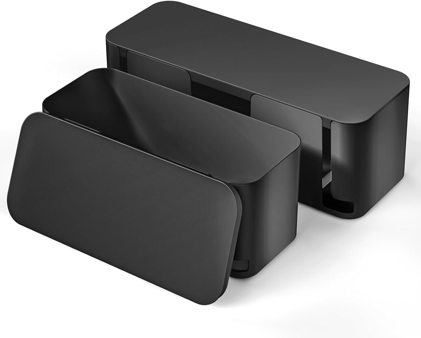 YECAYE 2 Pack Cable Management Box, Pet Friendly Cable Box Organizer for Home & Office, Child-Proof Floor Cord Cover, Cord Management and Cord Hider, Black
