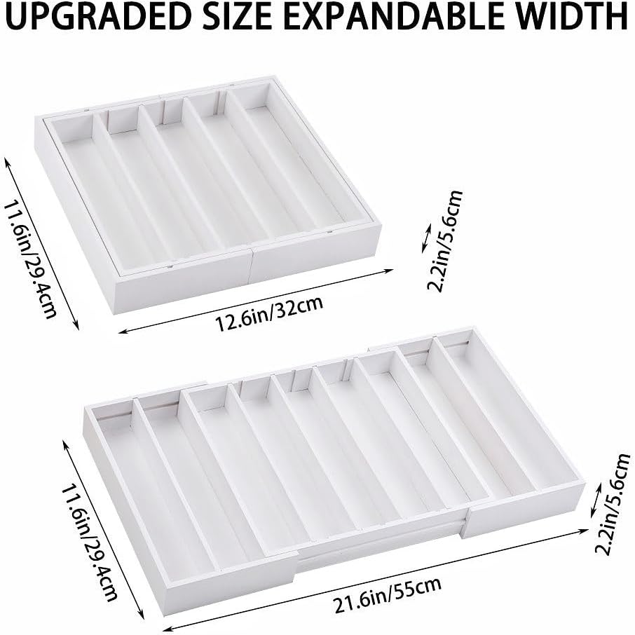 K Cup Holder,Bamboo Coffee Pod Holder Drawer Organizer, Expandable Coffee Pod Holder Tea Bag Storage Organizer for Kitchen Office Coffee Bars,Accommodate 45 K Cups (White)