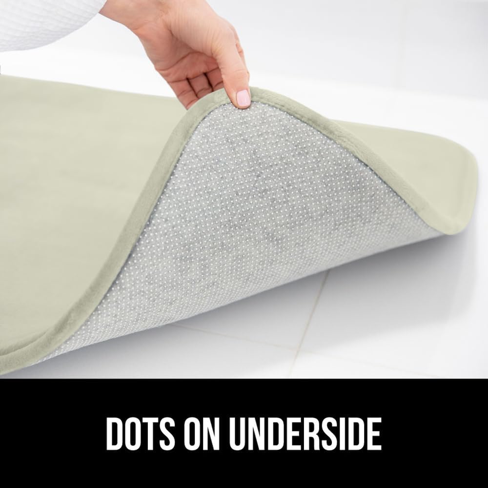 GORILLA GRIP Thick Memory Foam Toilet Rug for Bathroom, Square Shaped Washable, Soft Absorbent Velvet Topside Floor Mats, Machine Wash, Cushioned Luxury Rugs for Bath Room, 22.5x19.5 Sage