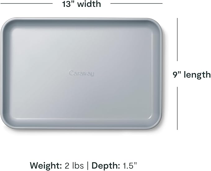 Caraway Nonstick Ceramic Small Baking Sheet (9x13”) – Non-Toxic, PTFE & PFOA Free – Oven Safe – Aluminized Steel Core – Mini Sheet Pan for Baking, Roasting & More - White