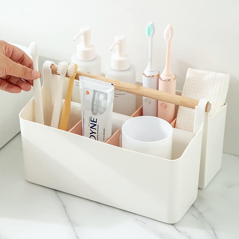 3 pcs Large Portable Caddy with Handle, School Office Art Supplies, DIY Divided Basket for Crafts Colored Pencils Pen Holds Brushes (Pink Dividers)