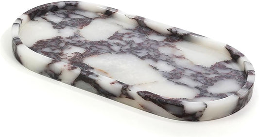 100% Natural Luxury Calaccata Viola Marble Small Hand Towel Tray Holder Organizer, Makeup Bathroom Holder