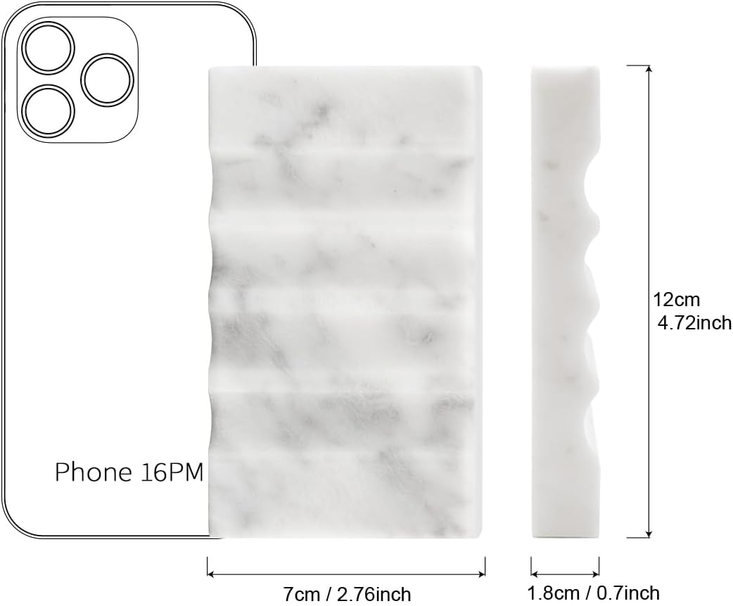 Real Marble Soap Dish for Shower Stone Tray Small Bar Soap Holder with Self Draining | Non-Slip, Luxury Bath Room Accessories (White)