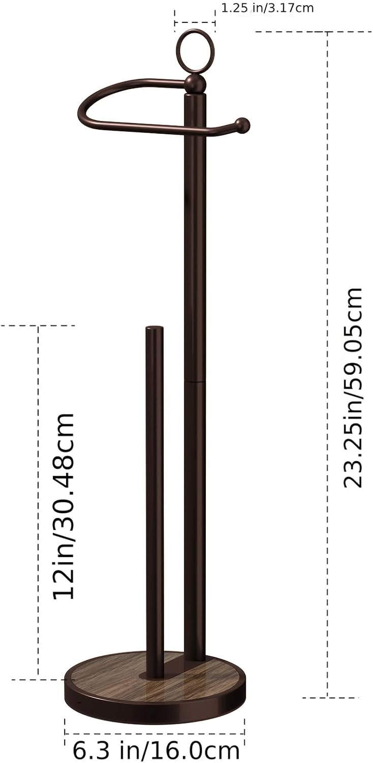 Toilet Paper Holder Free Standing with Storage 4 Rolls Stainless Steel Toilet Paper Holder Stand with Weighted Wood Grain Base Space-Saving Tissue Roll Holders for Bathroom Oil Rubbed Bronze