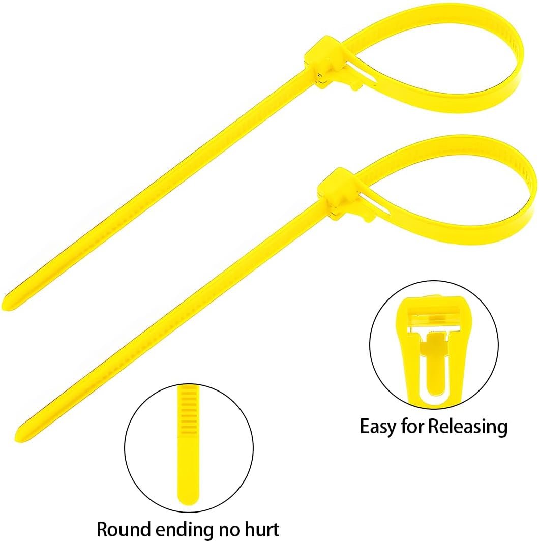 100 Pack 12 Inch Heavy Duty Reusable Zip Ties Yellow – UV Resistant, 55 LBS Tensile Strength, Weatherproof Cable Ties for Outdoor, Industrial, and Harsh Environments