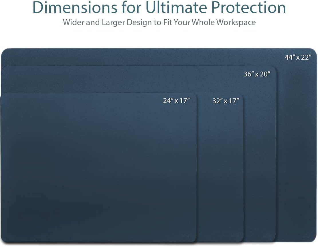 Vine Creations Leather Desk Mat Large 36" x 20", Desk Protector Mat, PU Leather Desk Pad, Large Mouse Pad, Desk Blotter, Desk Pads on Top of Desks, Desk Matt for Desktop, Office Desk Mat (Dark Blue)