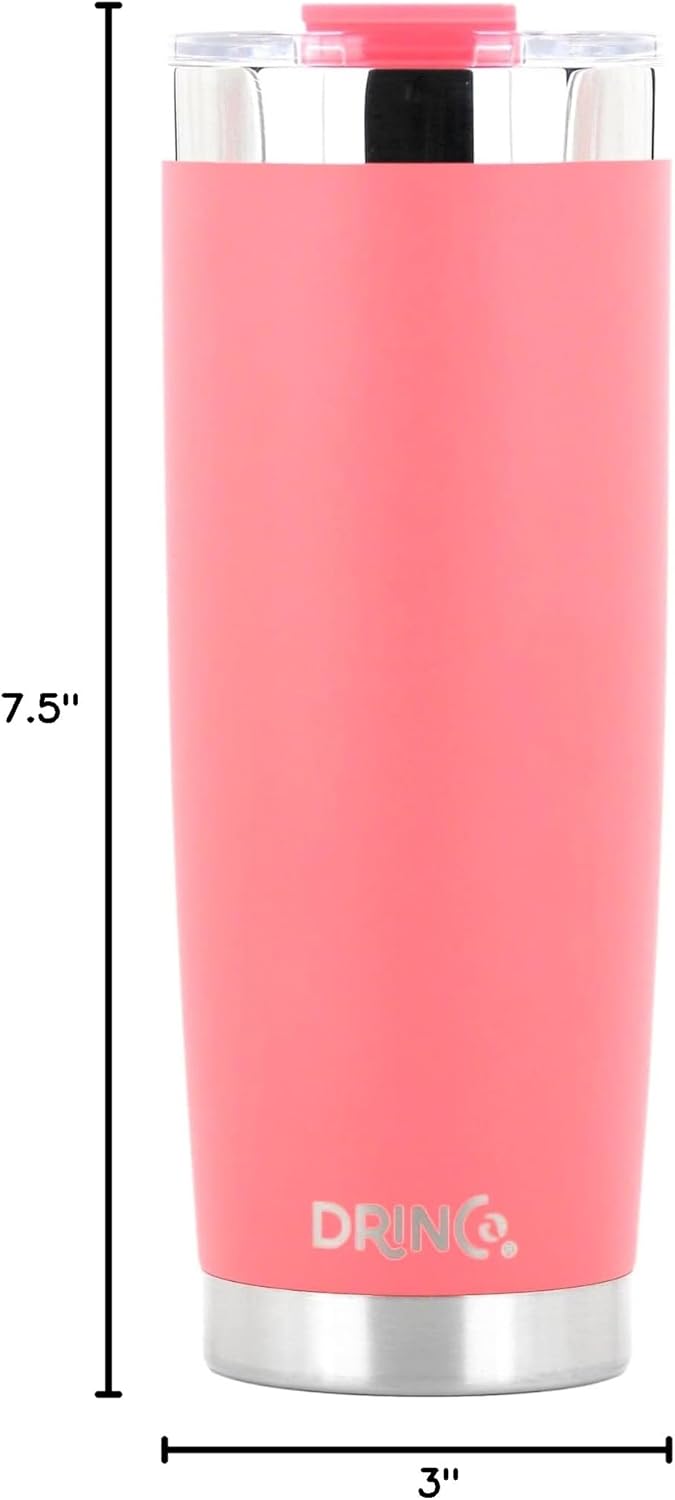 Drinco - 20 oz Stainless Steel Tumbler | Double Walled Vacuum Insulated Mug With Lid, 2 Straws, For Hot & Cold Drinks (20oz Coral Paradise, 20oz)