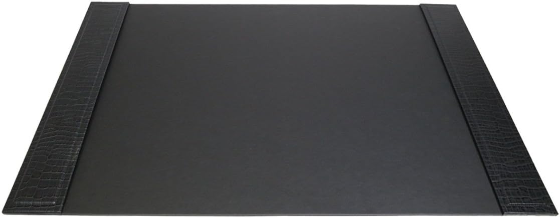 Dacasso Crocodile Embossed Leather Desk Set - Luxury Leather Desk Pad & Desk Organization Essentials - Office Organization & Executive Desk Decor - (Black, 8 Piece)