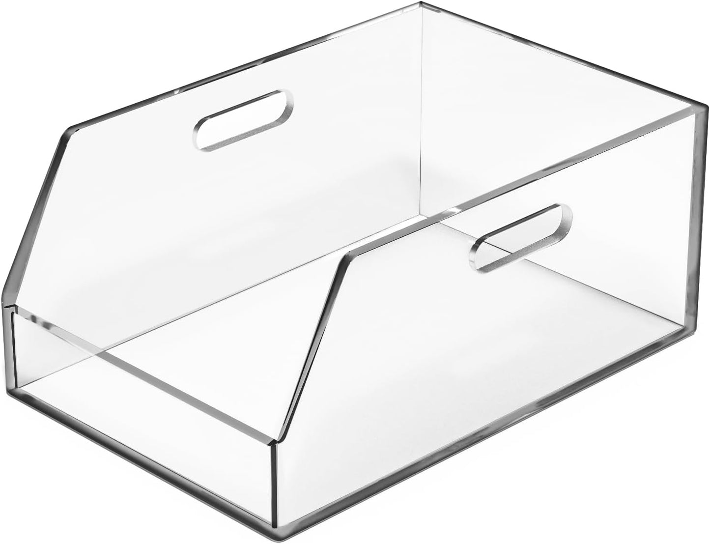 Gelite Stackable Storage Bin Organizer with Handles Acrylic Storage Container for Toy Pantry Kitchen Cabinet Bathroom Closet Office Organization, 11.4x7.5x5.1'', Clear