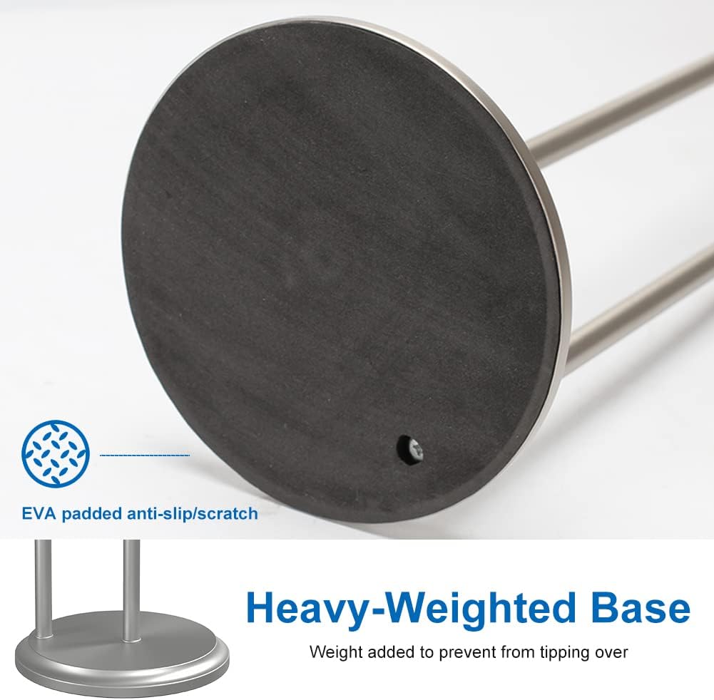 Free Standing Toilet Paper Holder Stand Brushed Nickel Toilet Roll Stand Bathroom Tissue Rack with Storage Reserves 5 Mega Rolls