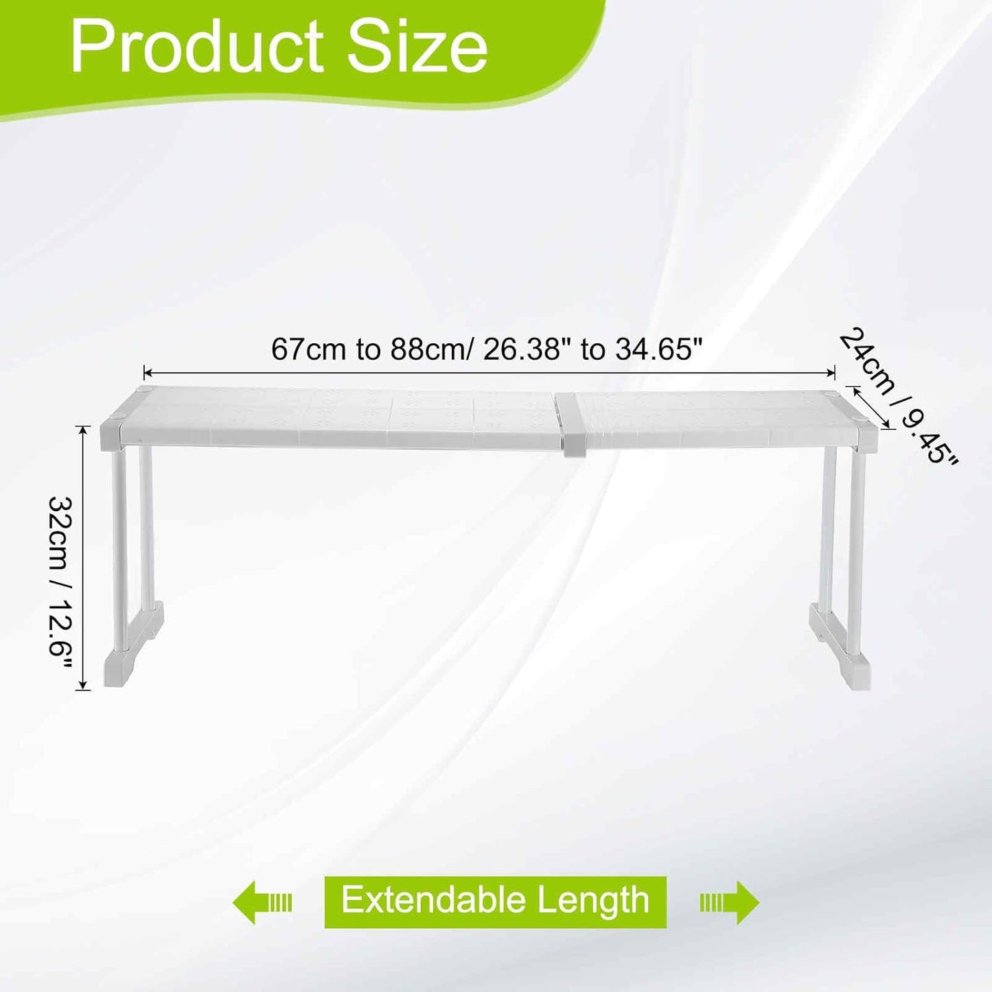 HARFINGTON Expandable Cabinet Tension Shelf 26.38" to 34.65" Adjustable Cabinet Organizer 32" x 9.45" Flower Pattern Table Storage Rack for Wardrobe Cupboard Kitchen Bedroom