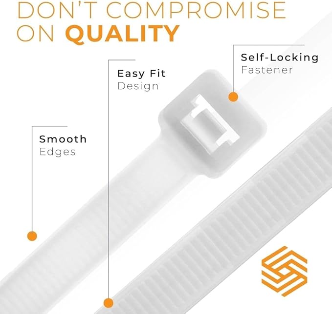 GTSE 8 Inch Silver/Grey Zip Ties, 100 Pack, 18lb Strength, UV Resistant Strong Nylon Grey Cable Ties, Self-Locking 8" Tie Wraps