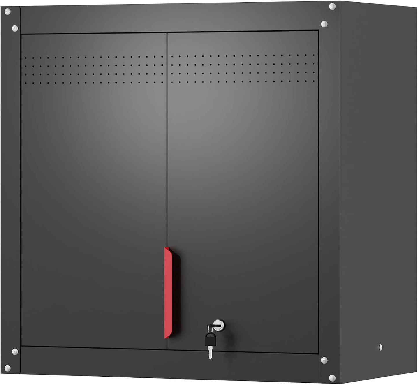 Metal Wall Cabinet,Wall Mounted Garage Storage Cabinet with Lock and Handle,Garage Wall Cabinet with Adjustable Shelves for Garages, Storage Rooms, Basements