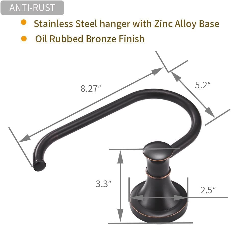 BESy Oil Rubbed Bronze Toilet Tissue Paper Holder Oil Rubbed Bronze Bathroom Accessories Toilet roll Paper Hanger, Wall Mounted, Rustproof