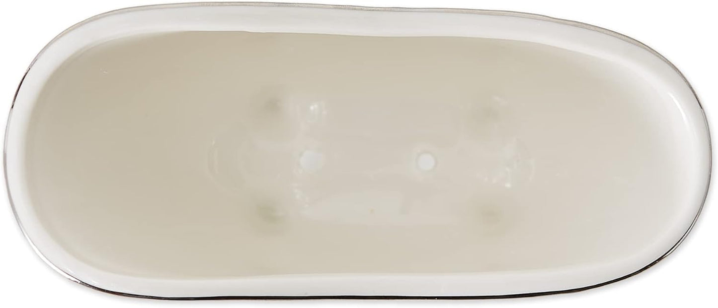 Pre de Provence Soap Dish Large Capacity for Kitchen or Bathroom, 5.75x2.6x3.5, Le Bain, White Ceramic