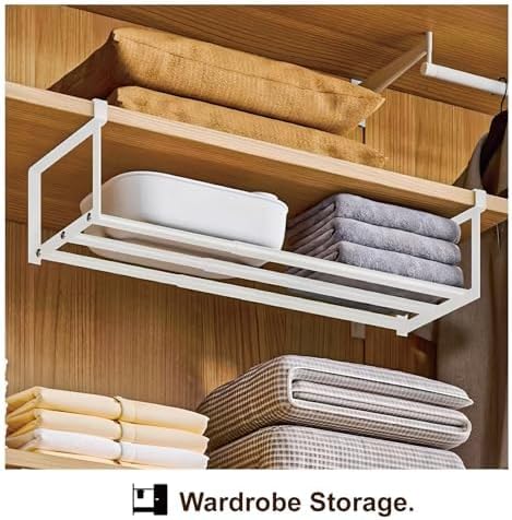 Expandable Shoe Rack Organizer - Adjustable Shoe Rack & Under Cabinet Shelf - for Shoe or Clothing Storage and Organization, Under Shelf Storage (Black,2 Pcs)