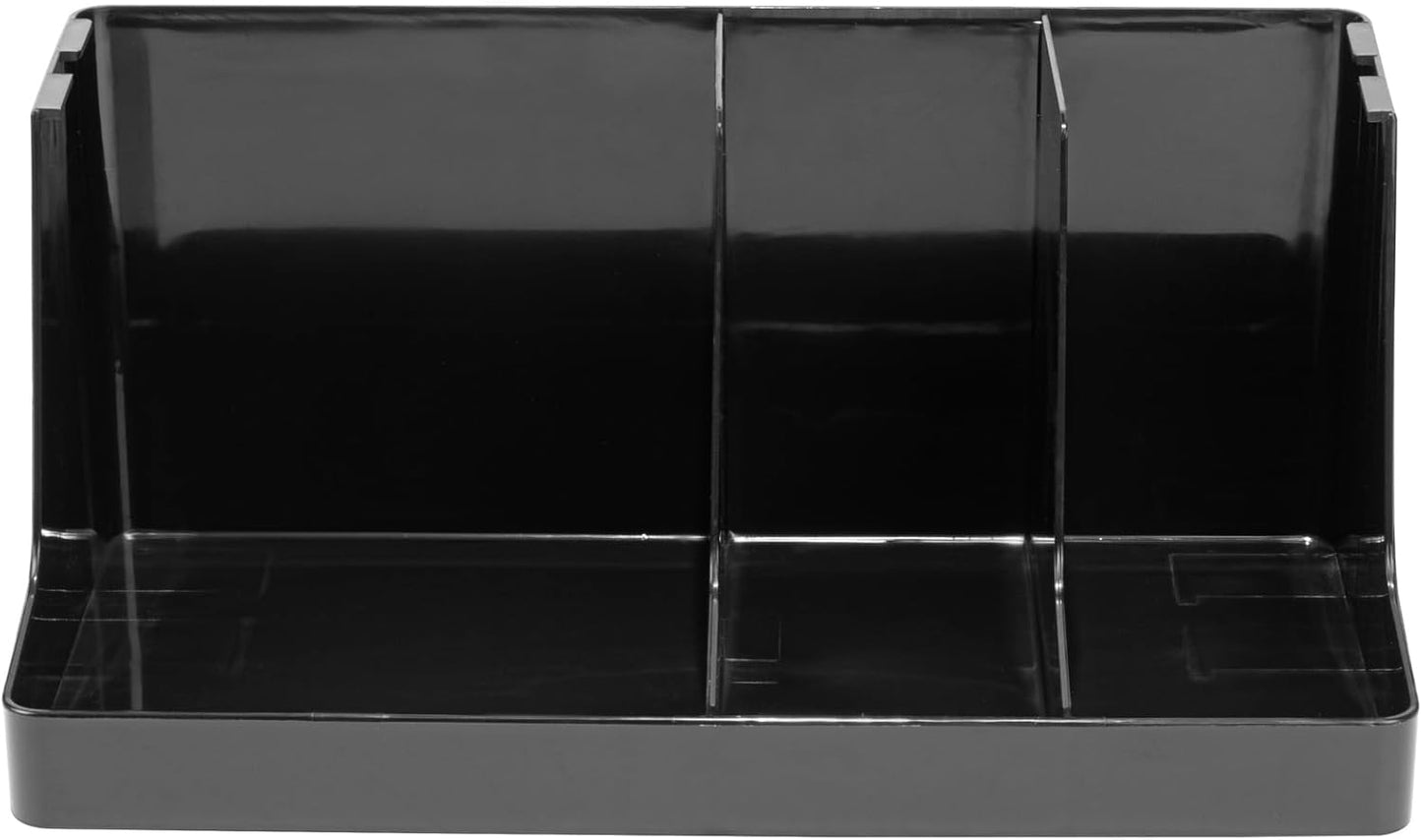 Restaurantware Restpresso Coffee Bar Organizer, 1 Count Durable 3 Compartments, Compact Size, Black Plastic Tabletop Coffee Supplies Organizer For Homes, Office Spaces, Breakrooms, and Lounges