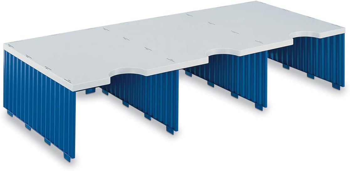 Ultimate Office TierDrop Jumbo 3-Compartment High-Wall (add-on Module) - Sorts Documents, Forms & Mail - Durable Construction Features Expandable, Modular, No-Tool Assembly Design (Gray w/Blue)