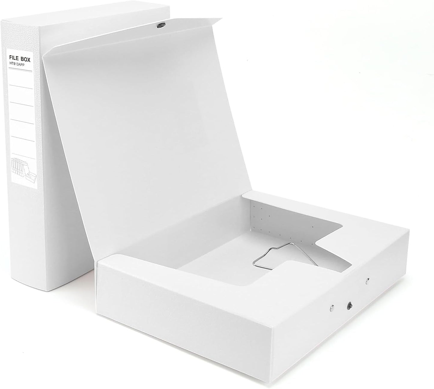 HUA JIE 2 Pack A4 Storage File Boxes Archives Case,65mm Spine,Box File Document Storage Box with Metal Clip for Office School -White