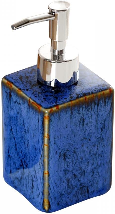 jessie Ceramic Hand Soap Dispenser Bathroom,Kiln Variable Glaze Lotion Dispenser with Pump 11.8 oz Modern Vintage Dish Soap Dispenser Refillable Liquid Soap Bottles for Bathroom Kitchen (Blue)