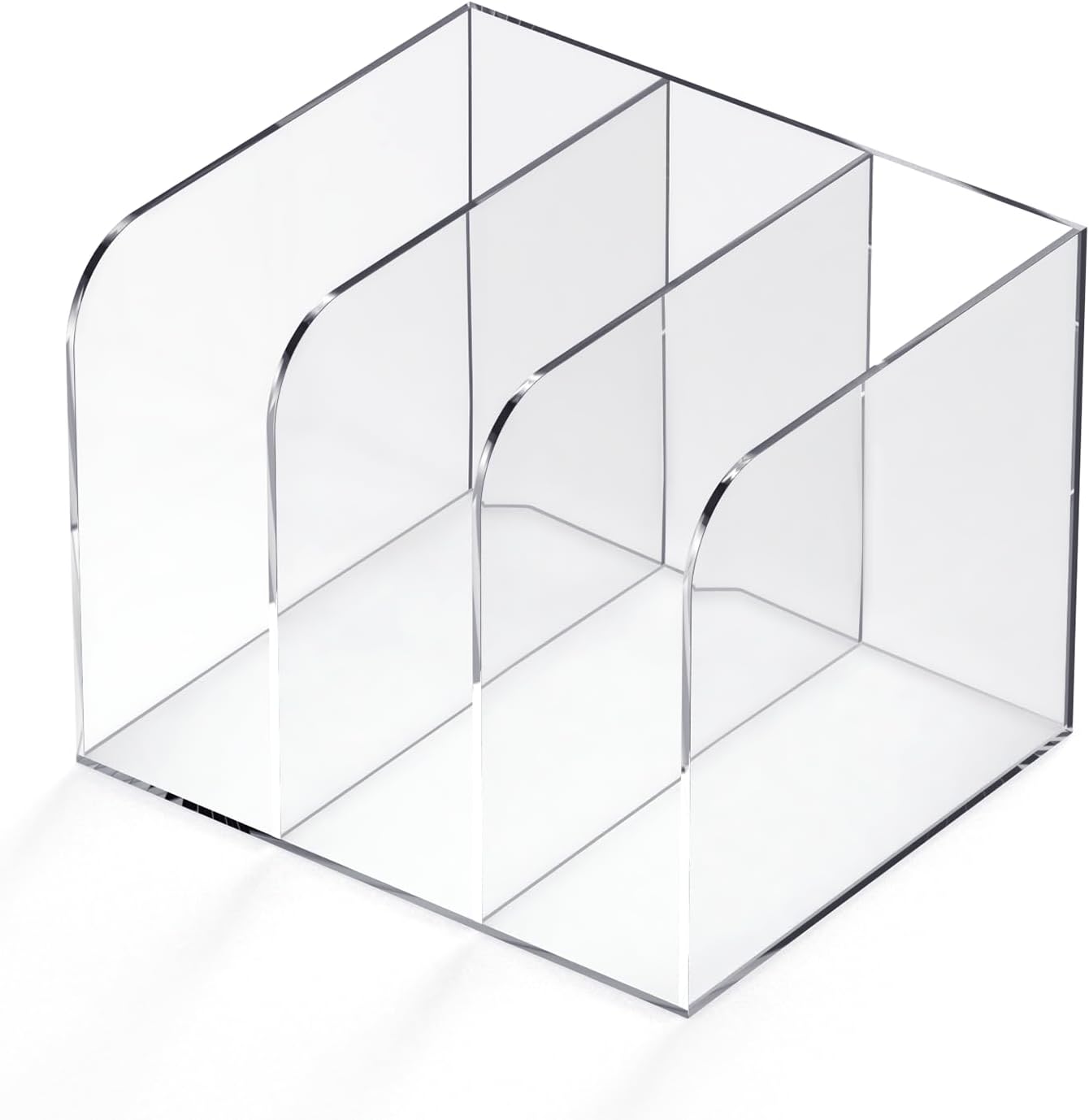 Acrylic Magazine Holder with 3 Vertical Compartments, Clear Desk Mail Organizer Magazine File Rack, Book Holder Paper Folder Binder Holders Office Organization for Desk Accessories