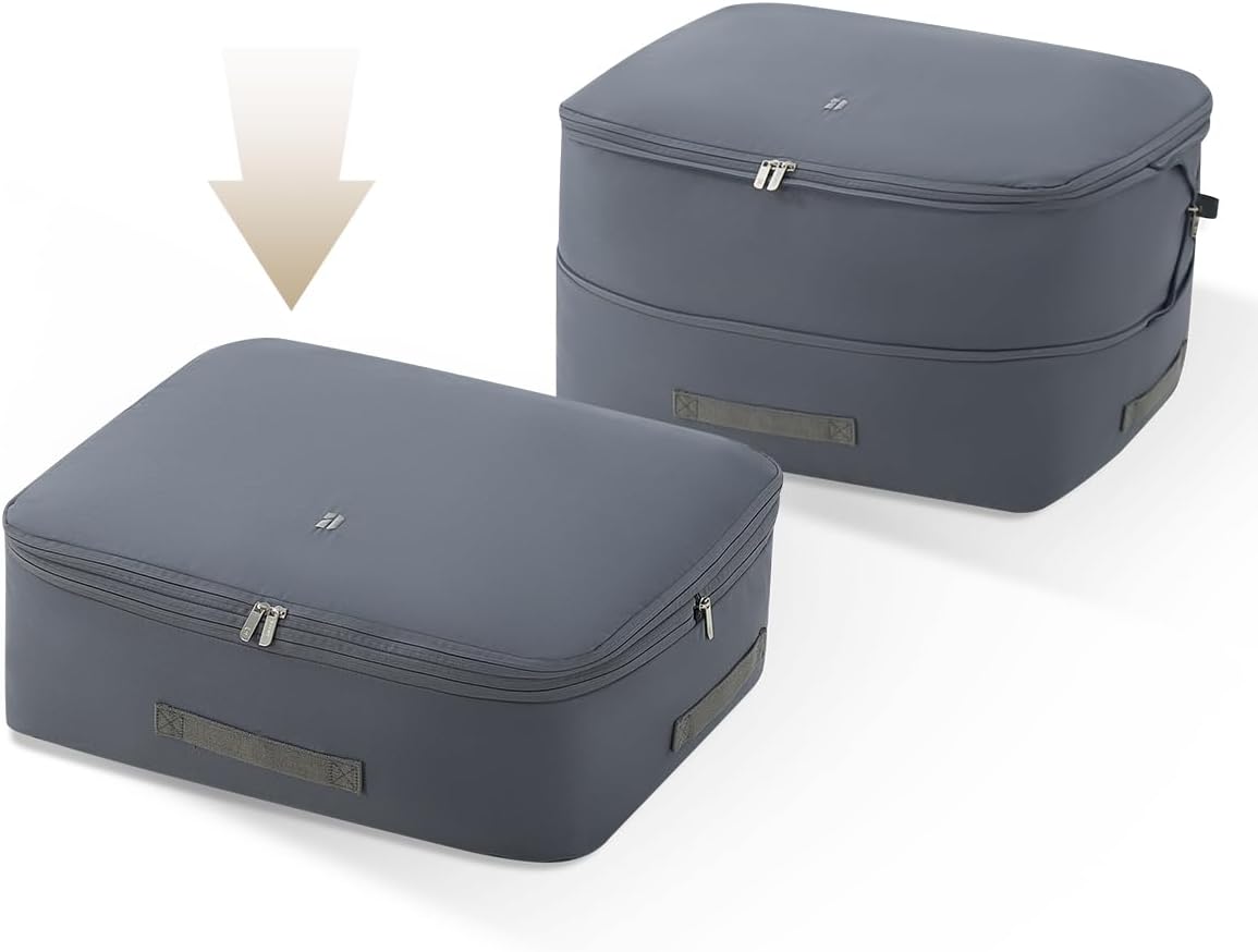 Eachy 3-Pack Comforter Storage Bag Blanket Storage Bags, 68L Compression Bags for Blanket Comforter, Ultra Space Saving Self Compression Organizer