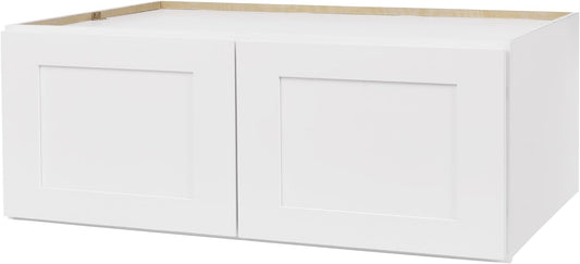 White Shaker Wall Cabinet - Ready to Assemble, Perfect for Kitchen, Laundry, and Bathroom Storage - 36”W x 15”H x 12”D