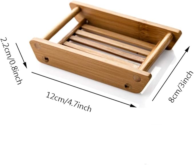 Kaxich 2 Pack Bamboo Wooden Soap Dish Shower Soap Storage Holder Saver Soap Tray Plate for Bathroom Shower Vanities Kitchen Sink