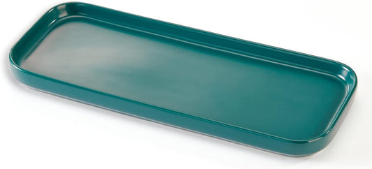 Ceramic Bathroom Tray,Kitchen Sink Organizer Tray,Cosmetics Holder (Blackish Green)