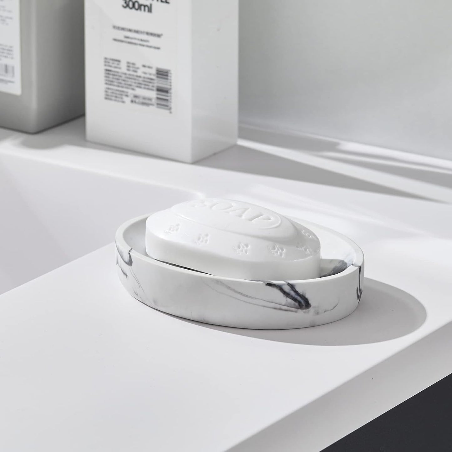 2 Pack Resin Soap Dish, Marble Look Soap Holder Shower Soap Dishes for Bar Soap, Bar Soap Holder Soap Tray Soap Saver for Shower Bathroom Kitchen Sink