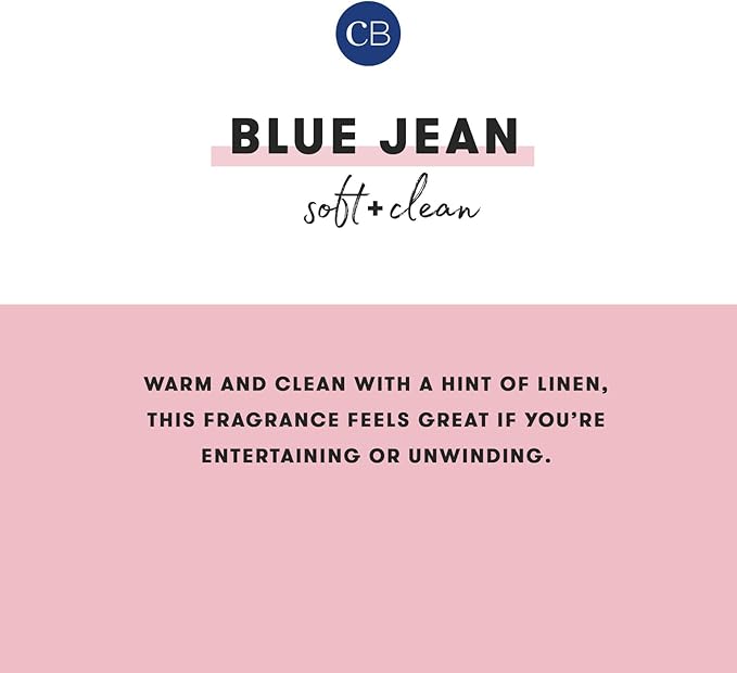 Capri Blue Blue Jean Reed Diffuser Set - Includes Reed Diffuser Sticks, Fragrance Oil, and Glass Bottle - Luxury Scented Room Fresheners - Cobalt Blue (8 fl oz)