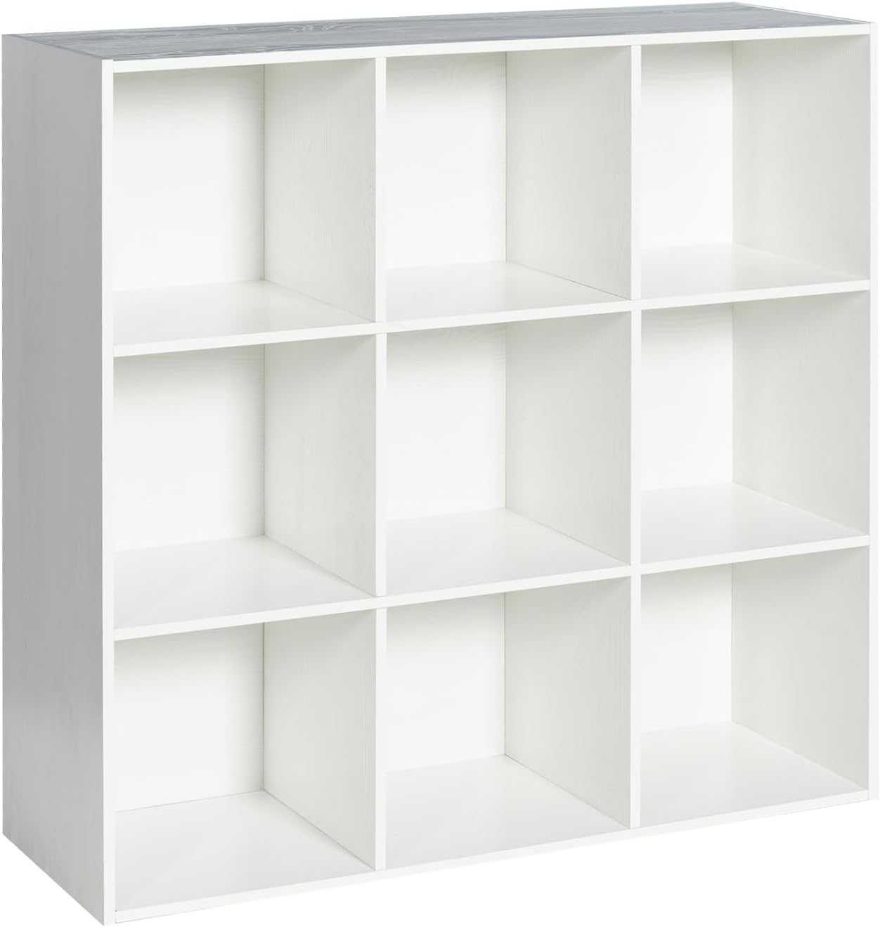 Wooden 9-Cube Storage Organizer with Closed Back Panel, 11in Cube Shelf Opening, Bookshelf, Display Shelf,Closet Cabinet for Home and Office,Embossed White