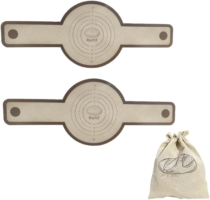 Silicone Bread Sling for Dutch Oven, 2 PC Non-Stick & Easy Clean Reusable Silicone Bread Baking Mat with Long Handles, Easy to Transfer Sourdough Bread + 1 Reusable Bread Bag