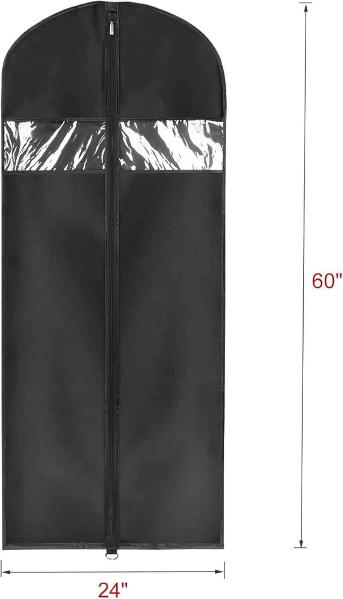 Univivi Garment Bags Clothes Covers for Storage, 60 Inch Dress Garment Bags Hanging Clothes Bags with Zipper, Gown Garment Bag for Long Dresses, Set of 12