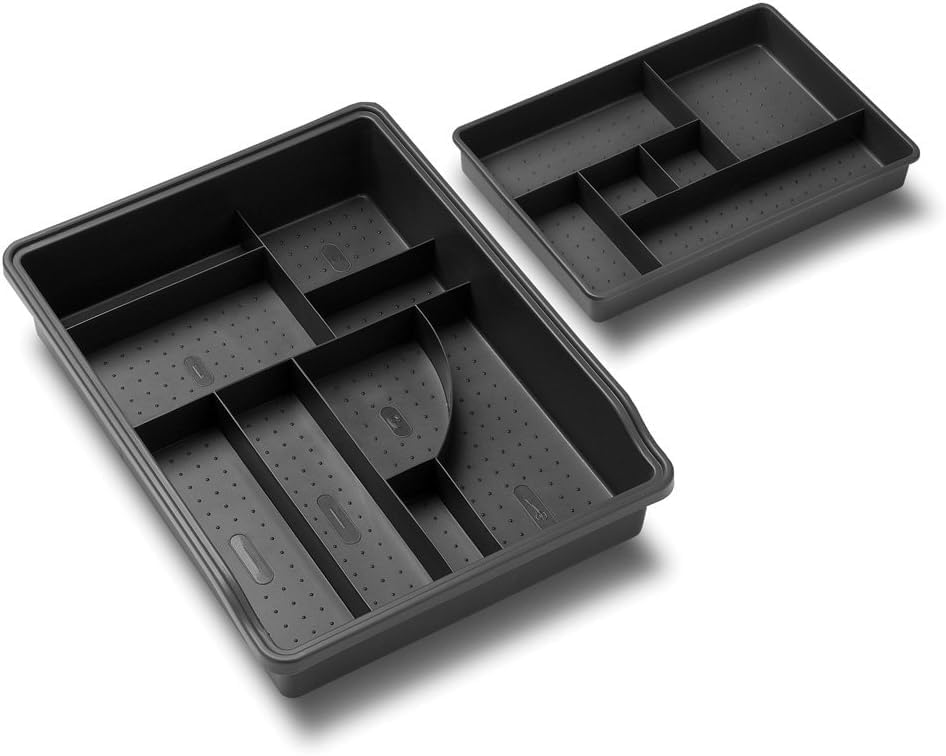 Madesmart 23-Compartment Original Junk Drawer Organizer Tray, Plastic Multipurpose Storage Bin for Drawers, Granite