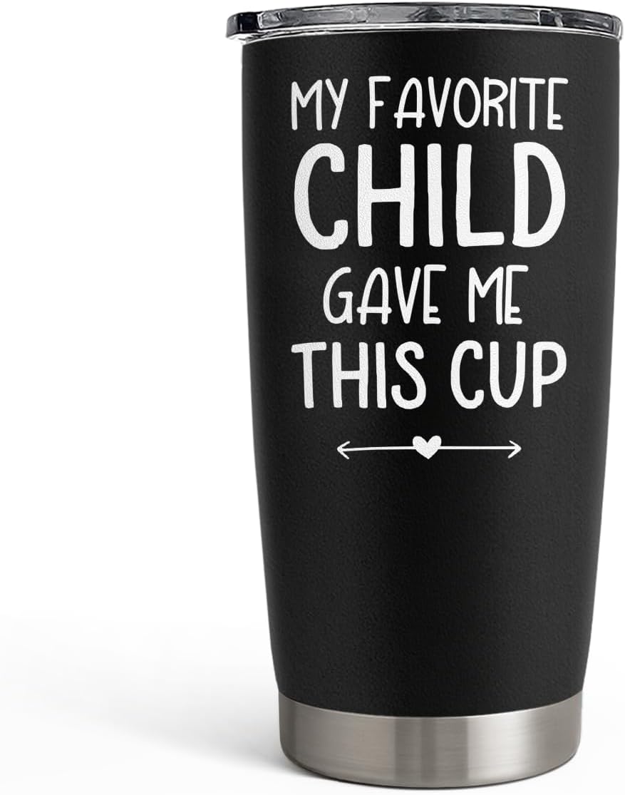 SANDJEST 20oz Stainless Steel Tumbler Gifts for Dad from Daughters Sons Insulated My Favorite Child Gave Me This Cup Travel Mug Christmas Father's Day