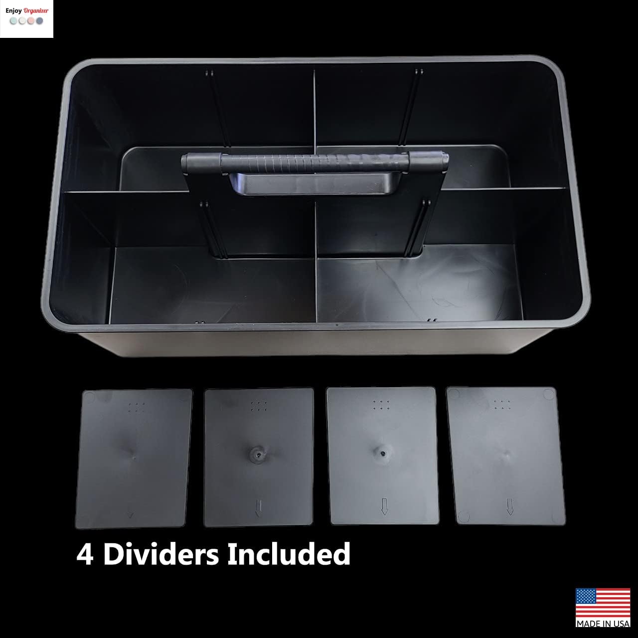 5 Extra Large Portable Carry Caddy, Black, Carrier for Cleaning Supplies, Tools, All-Purpose Carry Caddy Made In USA