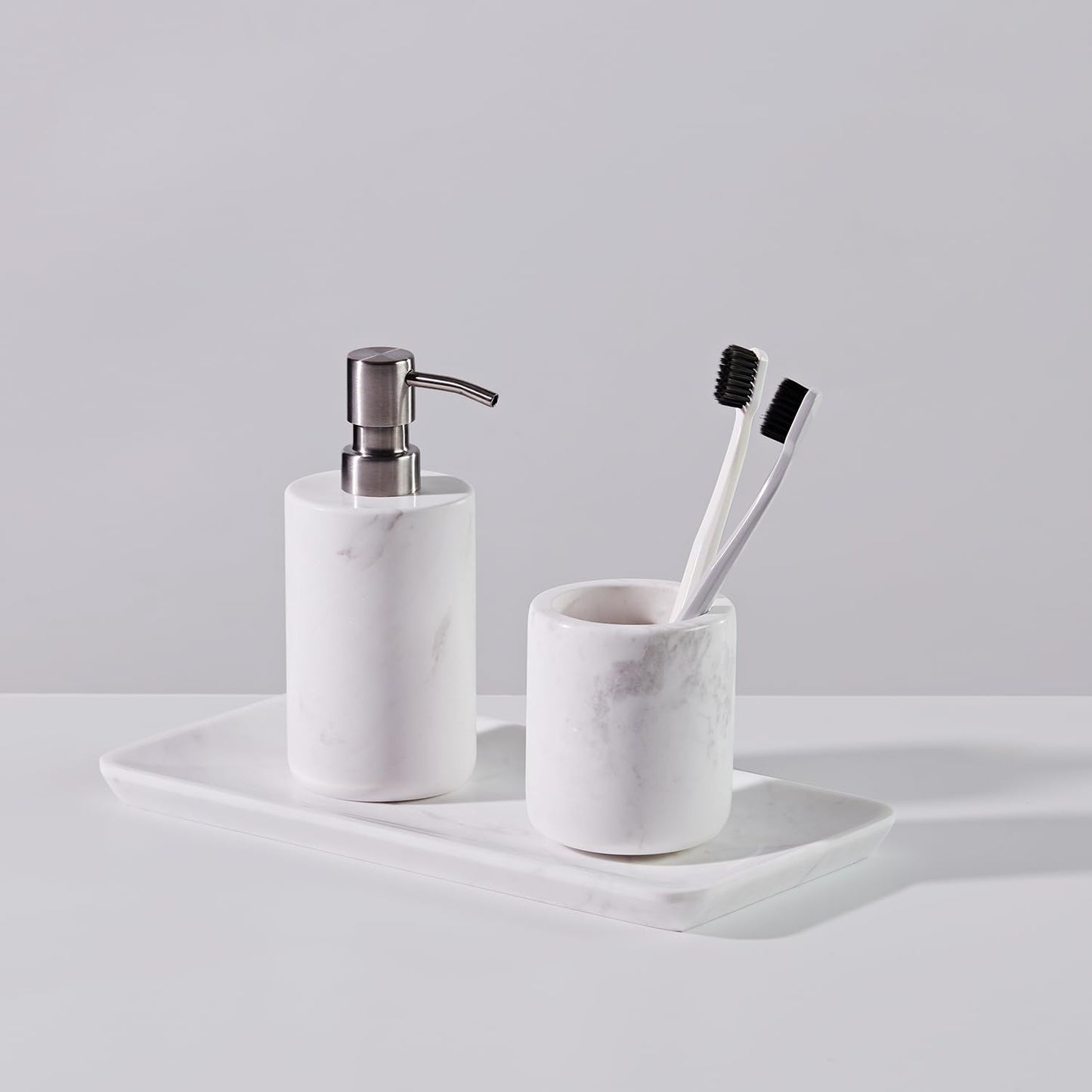 Luxury White Marble Bathroom Essentials Set - Elegant Spa Collection with Timeless Design, High-End Bath Accessories, Premium Stone Craftsmanship for Modern & Classic Decor (Vanity Tray)