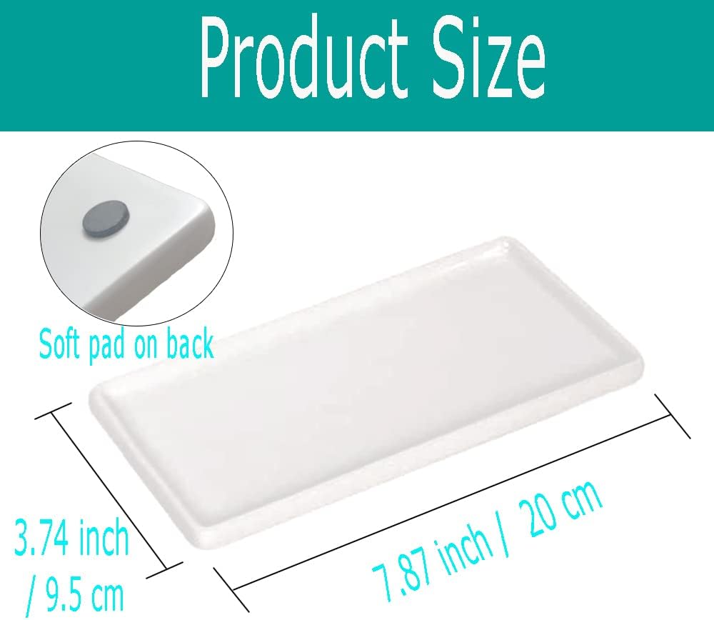 Ceramic Soap Dispenser Tray for Kitchen and Bathroom, Modern and Farmhouse Rectangle Service Tray - White(1 Pc)