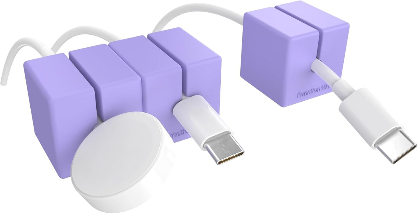 Function101 Weighted Magnetic Cable Blocks – Non-Adhesive Anchors for Cable Organization – Weighted Cord Holders & Accessory Organizer – Durable Magnetic Accessories for Office Use (Purple, Pack of 3)