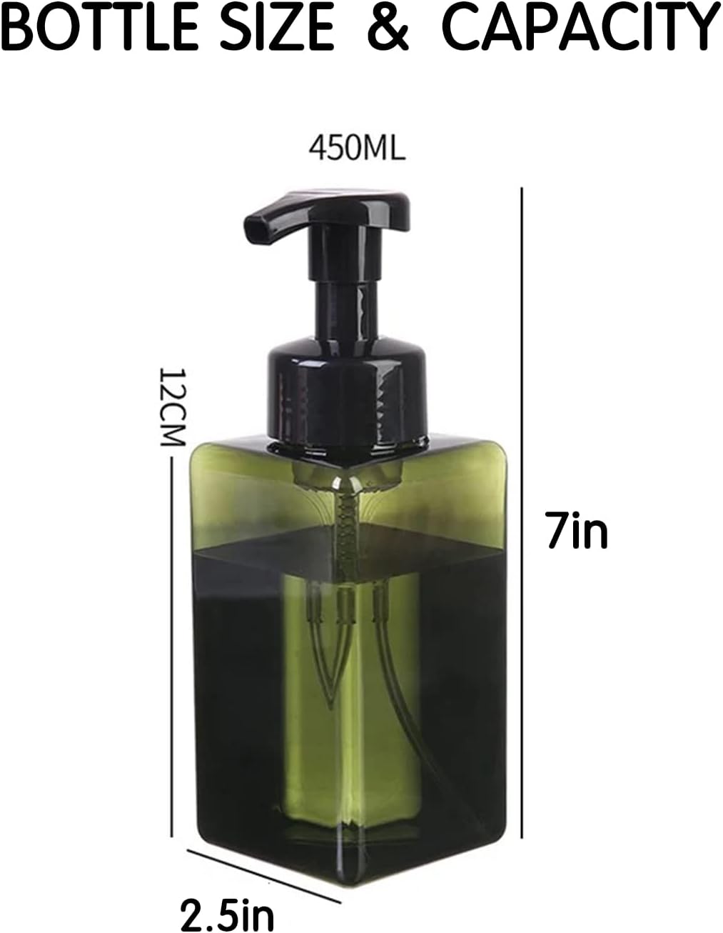 2 PCS-Foaming Soap Dispenser, Hand Soap Dispenser, Refillable Foam Liquid Hand Soap Empty Plastic Pump Bottle Container for Bathroom Vanities, Kitchen Sink, Hospital, Clinic（17 oz ） (Green)