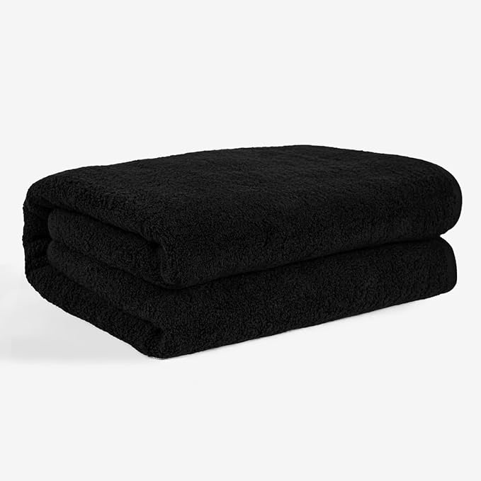 SALBAKOS 100% Turkish Cotton Jumbo Bath Sheet Towel Oversized 40x80 inch | Premium Hotel & Spa Quality, Soft, Absorbent, XL Bath Towels | Made in Turkey (Pack of 1, Black, Jumbo Bath Sheet)