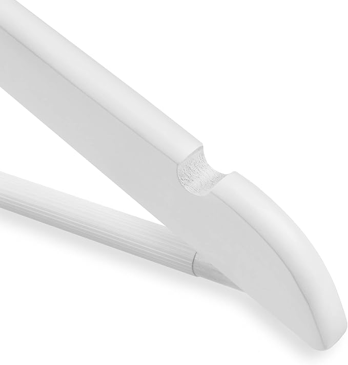 Casafield - 40 White Wooden Suit Hangers - Premium Lotus Wood with Notches & Chrome Swivel Hook for Dress Clothes, Coats, Jackets, Pants, Shirts, Skirts