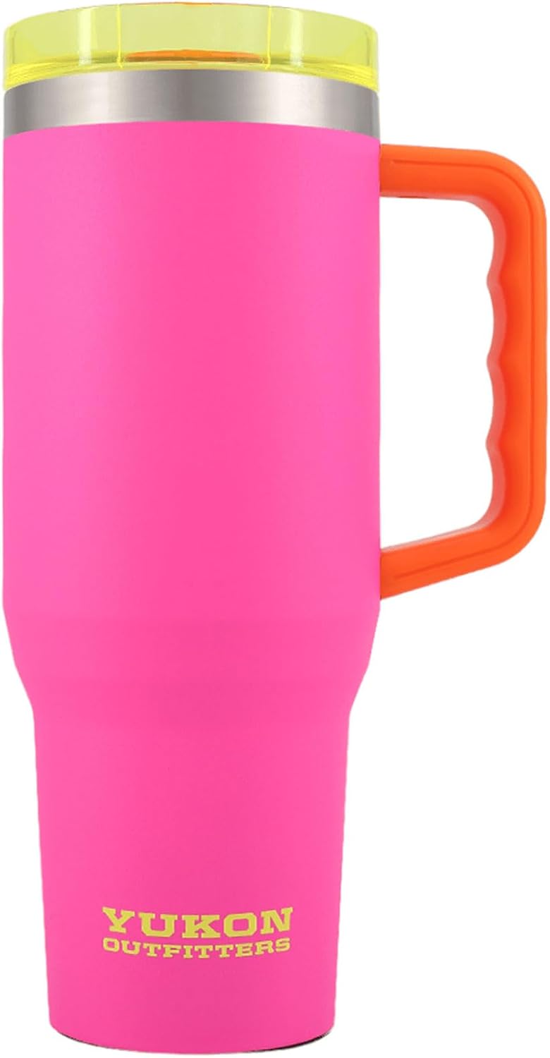 Yukon Outfitters Fit Forty 40oz Double Wall Vacuum Insulated Stainless Steel Tumbler with Reusable Straw & Ergonomic Handle | For Hot or Cold Beverage, Crystal Beach