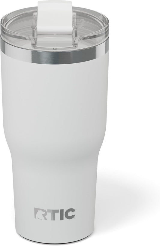 RTIC 30oz Essential Tumbler with Lid, Ceramic Lined, Insulated, Stainless Steel, Metal, Double Wall Vacuum-Insulation, Travel Cup for Iced Coffee, Tea, Hot and Cold Drink, White