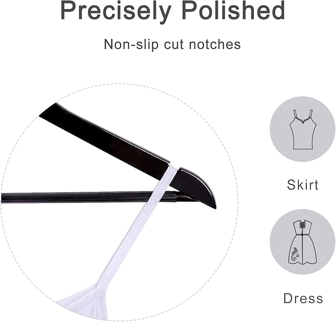 TOPIA HANGER Wooden Hangers 20 Pack, Black Wood Coat Hangers for Closet with Non-Slip Pants Bar, 360° Swivel Hook and Shoulder Notches for Camisole, Suit, Jacket, Pants-CT34B20